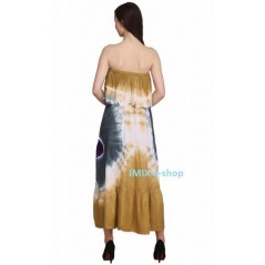 Dámské Boho letní dlouhé batikované šaty bez ramínek prošívané