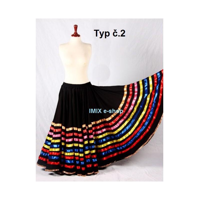 Džajpur originál sukně černá s barevnými stuhy