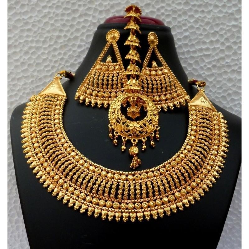 Zlatý indický náhrdelníkový Bollywood set