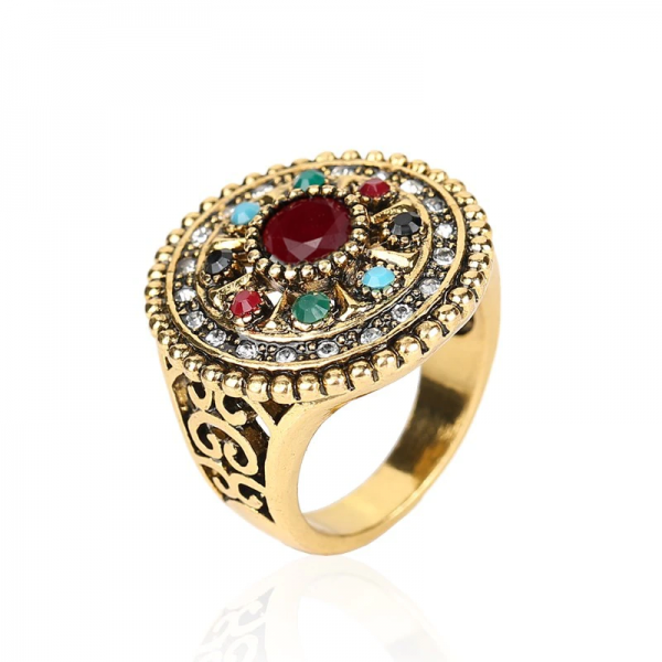 Orientální prsten Asira drobný kruh s barevnými kameny