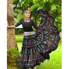 Tribal sukně 23 metrů bavlněné Černé s potiskem Rabia - na zakázku