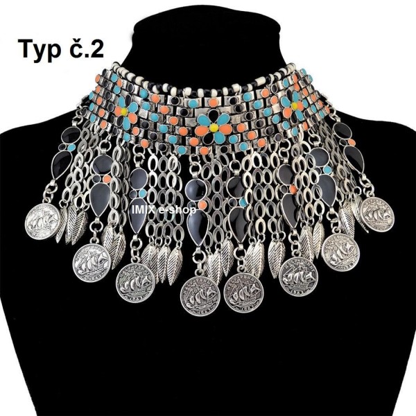 Egyptský kovový Tribal náhrdelník