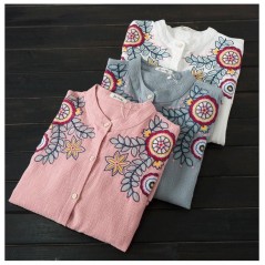 Přírodní vyšívaná dámská košile 100% bavlna - více barev