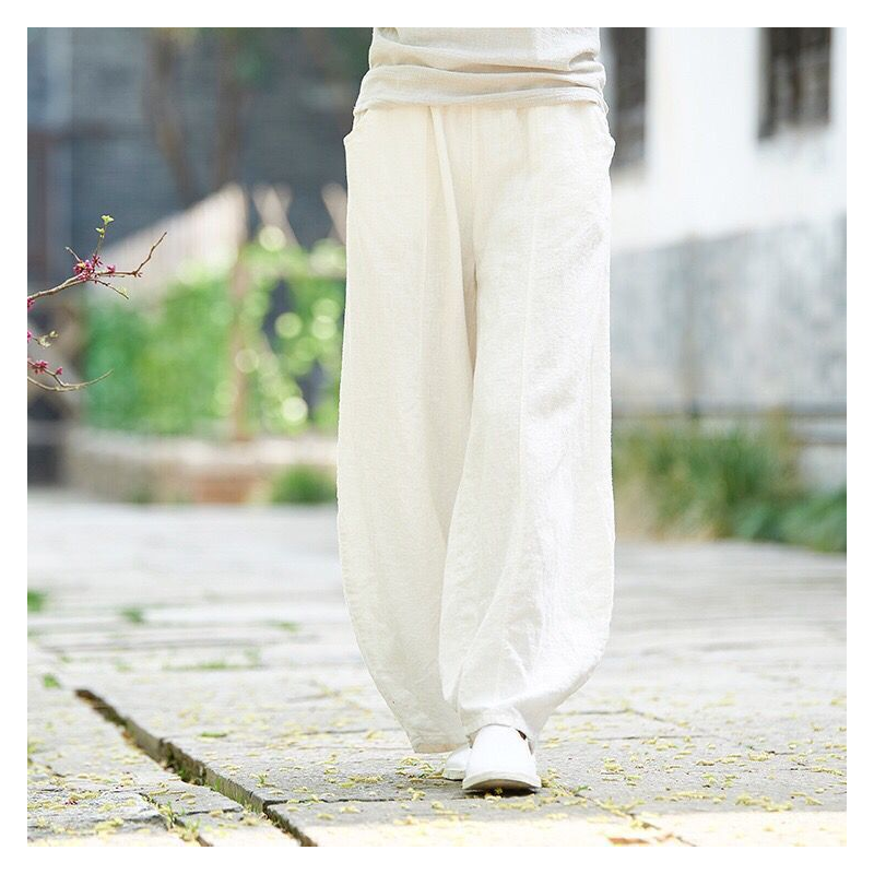 Dámské dlouhé široké kalhoty z přírodní bavlněné příze Thao