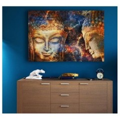 Feng Shui obraz na dřevěném rámu Buddha pro prosperitu a harmonii