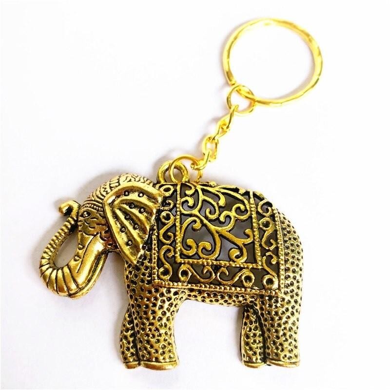 Přívěšek na klíče kovový filigránový slon s chobotem nahoru Feng Shui