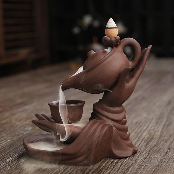 Keramický stojan na vonné kužely s padajícím dýmem čajová konvička