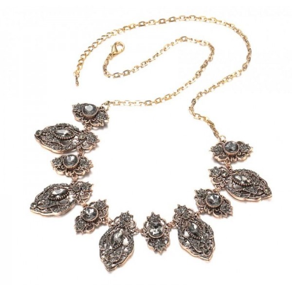 Luxusní marocký náhrdelník/čelenka Asira šedá v antickém stylu