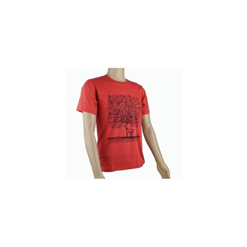 Pánské tričko s jelenem - červené vel. XL