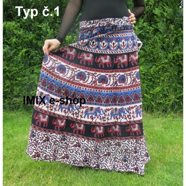 Zavinovací etno bavlněná sukně - více barev