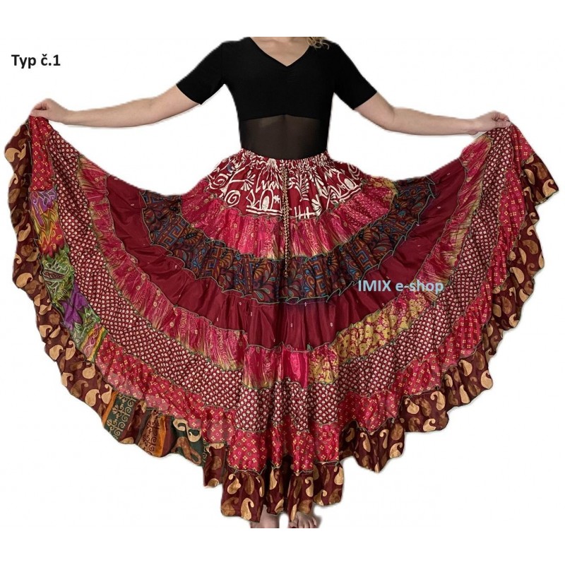 Hedvábné Patchwork široké sukně (8 metrů)